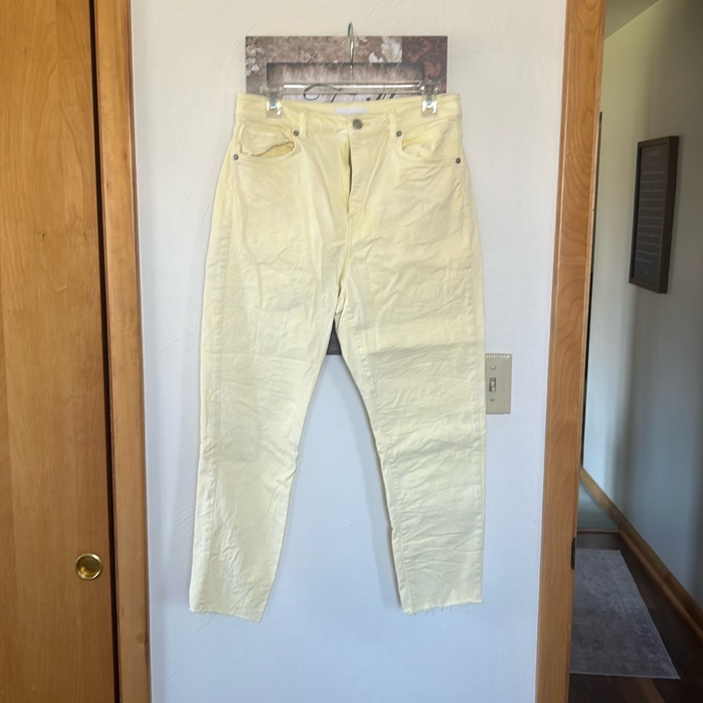 Loft yellow frayed bottom jeans